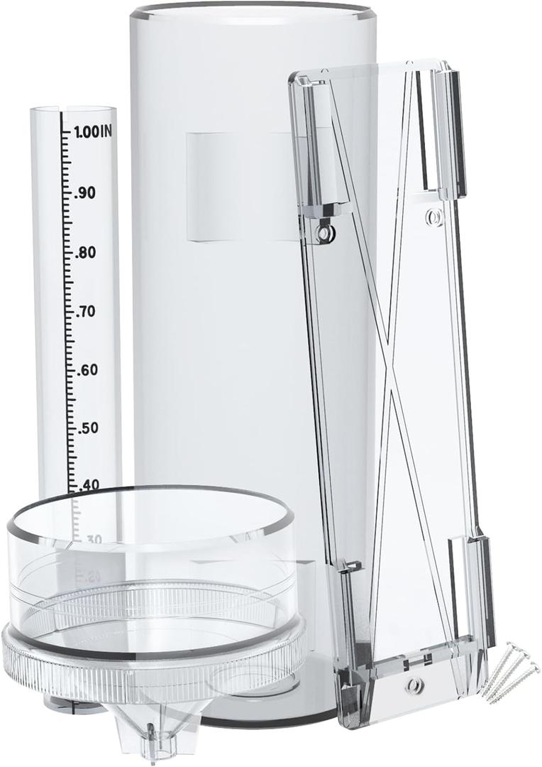Precise Rain Gauge with Mounting Bracket, Outdoor Rain Gauge Accurate to 1/100th of an Inch, Made of UV and Heat Resistant Polycarbonate Material for All Weather Conditions