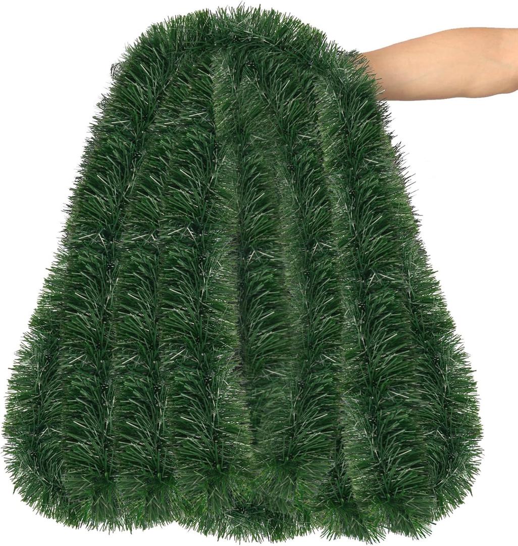 50FT Christmas Tinsel Garland, Xmas Metallic Tinsel Twist Hanging Garland for Christmas Tree Indoor and Outdoor Holiday Party Decoration (Blue)