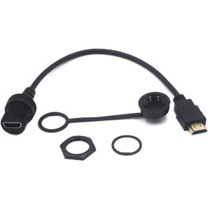 0.3 Meter HDMI 4K@60Hz Flush Mount Cable, 18Gbps HDMI 2.0 Version Male to Female Dashboard Panel Mount Extension HD Cord for Car Truck Boat Motorcycle