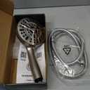 Pavezo® High Pressure Shower Head Handheld 5" Large, 10-mode Portable Detachable Shower Head with Hard Water Filter, Extra Long 60" SS Hose, Anti-clog & Powerful to Clean Tile & Pets, Brushed Nickel