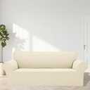 Cupuamon 2026 New Stretch Sofa Slipcovers Couch Cover for 3 Cushion Furniture Protector Sofa Covers with Elastic Bottom Jacquard Fabric Small Checks for Pets, Kids -Sofa, Beige