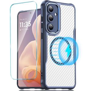 for Galaxy S24 Fe case: with Magnetic Car Mount and Wireless Charging Capability Screen Protector for Samsung Galaxy S24 Fe,Blue