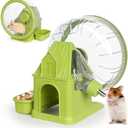 VANNON 4 in 1 Quiet Hamster Exercise Wheel, Multi Functional Hamster House with Running Wheel, Water Bottle, Food Bowl and Hideout, Small Animals Exercise Running Toys for Hamsters Gerbils Mice, Green
