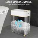 Pukomc 2.3 Gallon / 9L Automatic Adsorption Sensor Trash Can, White Gold Motion Sensor Garbage Bin with Suction, Slim Fashionable Design for Kitchen, Bathroom, Office & Small Space