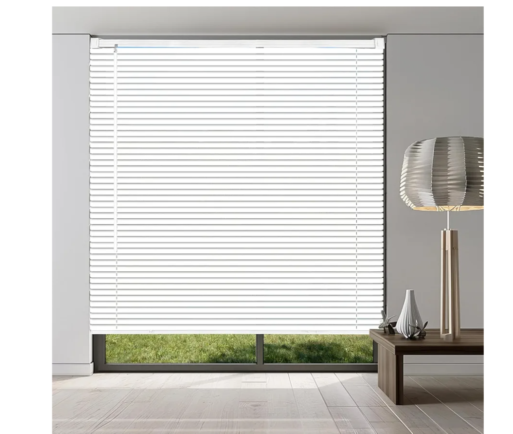 " Cordless Mini Blinds 24" W x 64" H, White Vinyl Blinds, Horizontal Light Filtering Blinds, Window Blinds for Indoor Windows, Office, Kitchen, Bathroom and Living Room.