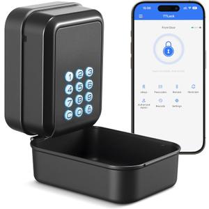 Smart Key Lock Box Electronic Bluetooth Lock Box with APP Control & PIN Code Types,Share eKey Wall Mounted Lock Box for Airbnb Realtor House Office(Black)
