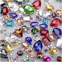 Sew On Rhinestones, Choupee 130PCS Sew On Glass Rhinestone Metal Back Prong Setting Sewing Claw Rhinestone Mixed Shapes for Costume, Clothes, Garments, Dress, Earring, Belt and Shoes