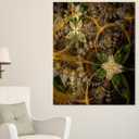 Green and Gold Fractal Flower  Abstract Floral Digital Wall Art  30x40 Gallery Wrapped Canvas Print for Modern Dcor