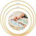 CroBlissful 3 Pcs Large Embroidery&Quilting Wooden Hoop No Slip Kit 12/14/16 Inch Round Large Embroidery Hoop for Quilting Cross Stitch DIY Floss Starter of Sewing Art Kits Crafts