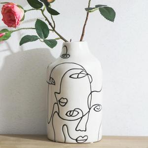 Kimdio Ceramic Vase for Home Decor, Abstract Irregular Design Flower Vase, Living Room Decor Minimalist Decorative Vases for Pampas Grass