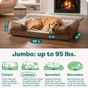 Furhaven Orthopedic Dog Bed for Large Dogs w/ Removable Bolsters & Washable Cover, For Dogs Up to 95 lbs - Plush & Velvet Waves Perfect Comfort Sofa - Brownstone, Jumbo/XL