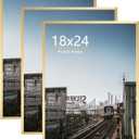 18x24 Picture Frame Gold 3 Pack, Gold Poster Frames 18 x 24 for Wall, Horizontal or Vertical Wall Mounting