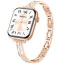 Adorve Slim Gold Bands Compatible with Apple Watch Bands for Women 38mm 40mm 41mm 42mm 44mm 45mm 46mm, Cute Dressy Thin Bracelet Stainless Steel Metal Strap for iWatch Bands Series 11 10 9 8 7 6 5 4 3 SE