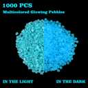 1000pcs Glow in The Dark Rocks Outdoor Decorations Stones Small Luminous Pebbles for Fish Tank Aquarium Lawn Patio Garden Indoor/Outdoor Decor and DIY Ideas -Light Blue