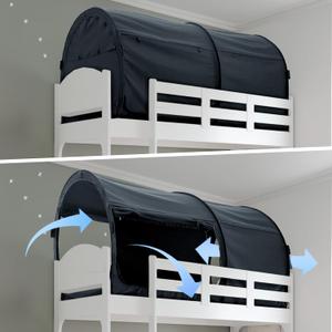Alvantor Bed Canopy Tents Dream Privacy Space Twin Bunk Bed Sleeping Tents Indoor Pop Up Portable Frame Curtains Breathable Grey Cottage (Mattress Not Included) Reducing Light (Charcoal)