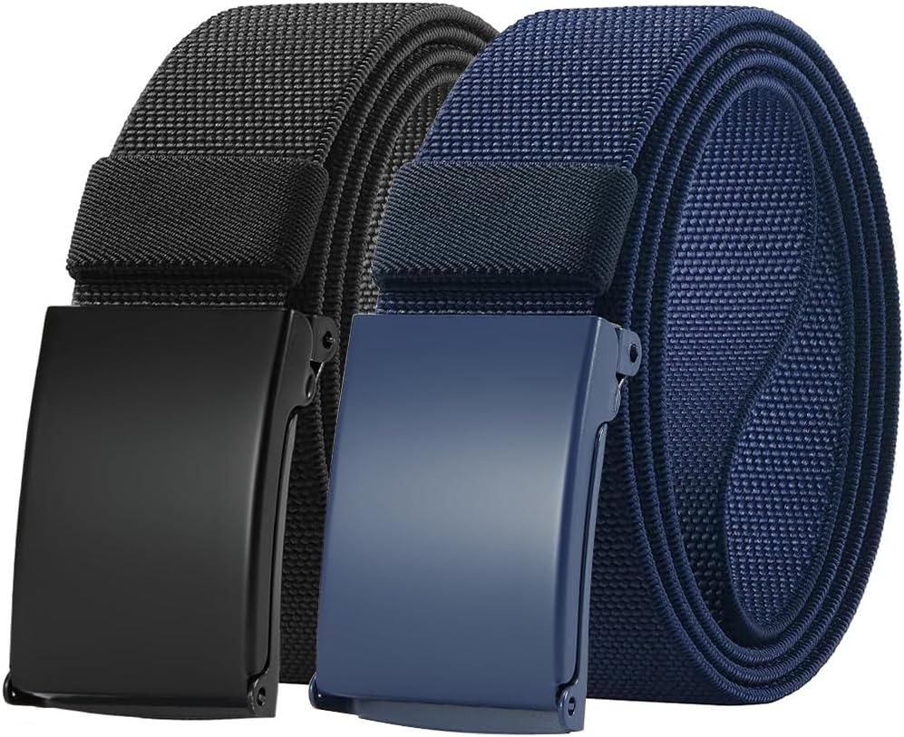 DOOPAI Canvas Web Belt with Stretch Flexibility, Elastic Belt Fit, Top Military Buckle - Adjustable, Cut to Fit