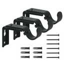 eletriace Curtain Rod Bracket Heavy Duty Adjustable Window Hardware Rod Holders Hanger for 1 inch Rods, Set of 6 (Black - Adjustable)