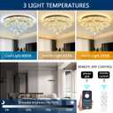 23.6" Modern Crystal Chandeliers LED Dimmable Flush Mount Ceiling Chandeliers for Living Room Entrance Foyer Bedroom Gold
