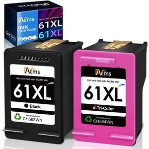 Remanufactured 61 XL Ink Cartridges Replacement for HP 61XL 61 XL Ink Cartridges Combo to use with Envy 4500 5530 5535 Deskjet 2540 1010 Officejet 4632 4634,(1 Black,1 Tri-Color, 2 Pack)