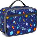 FlowFly Kids Lunch box Insulated Soft Bag Mini Cooler Back to School Thermal Meal Tote Kit for Girls, Boys, Astronaut (Multicolor)