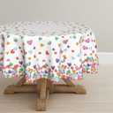 Horaldaily Valentine Tablecloth 6060 Inch Round, Chromatic Watercolor Love Hearts Washable Table Cover for Party Picnic Dinner Decor (Blue/Red)