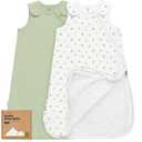 2-Pack Organic Baby Sleep Sacks, 100% Cotton - Soft & Breathable 0.5TOG Baby Wearable Blanket, Toddler Sleeping Sack 0-6 Months, Easy to Wear Transitional Swaddles for Newborns, Infants(Roarsome, S)