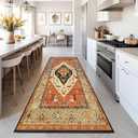 HZODJBH Washable Runner Rug, 2x10 Non-Slip Boho Vintage Hallway Rug Runner with Rubber Backing, Stain Resistant & Low Pile Faux Distressed Carpet Runner for Bedroom, Kitchen, Laundry, Entrance
