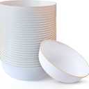 R-kay Gold Plastic Bowls Disposable Heavy Duty - 16 Oz Gold Plastic Soup Bowls - 30 Pack Disposable Soup Bowls - Premium Quality Upscale Disposable Bowls for Hot Soup, Salads