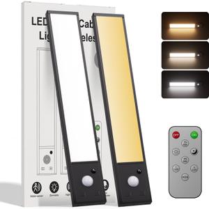 8inch Under Cabinet Lighting Wireless,56 LED -3 Color& 7 Levels Cabinet Lights,3000mah Dimmable Magnetic Cabinet Lights, Motion Activated Under Cabinet Light for kitchenRemoteMagnetic 2pack
