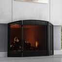 FireBeauty Fireplace Screen 3 Panel Wrought Iron Black Metal 48"(L) x30(H) Spark Guard Cover (Modern)