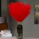 9 Stems Red Pampas Grass - 38 Inch Tall Fluffy Faux Pampas Grass Decor, Long Artificial Pompas Floral for Living Room, Wedding Centerpieces and Home Decor (Red)