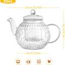 Bandesun Vintage Glass Teapot, Tea Kettle with Removable Infuser 32OZ/1000ml, Borosilicate Glass Pot -Stovetop Safe, Blooming & Loose Leaf Tea Maker Set