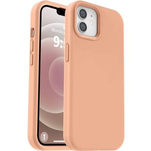 Vooii Compatible with iPhone 12 Case/iPhone 12 Pro Case, Liquid Silicone Upgrade [Soft Anti-Scratch Microfiber Lining] [Shockproof Drop Protection] Phone Case 6.1 inch - Cantaloupe