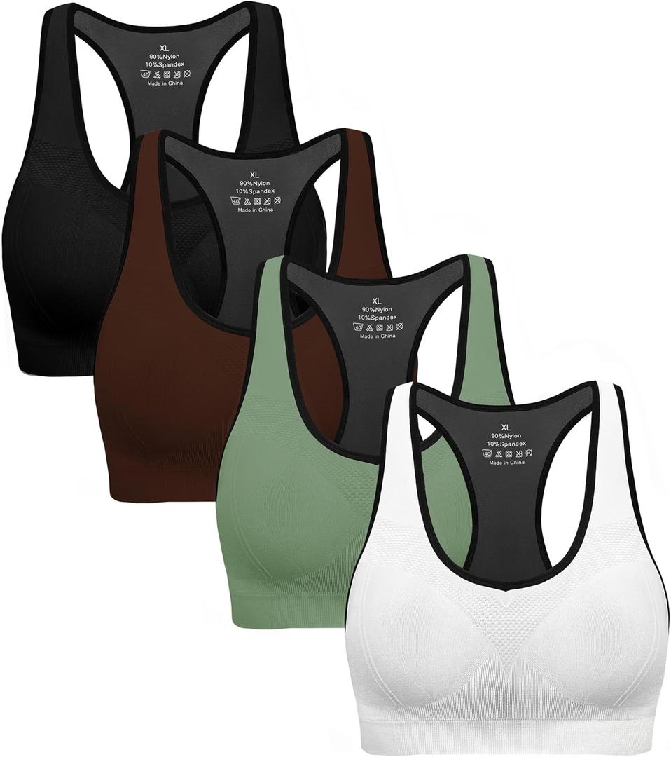 Racerback Sports Bras for Women with Pads - High Impact Athletic Tank Tops for Yoga and Workout Brassieres Bra, Size: L