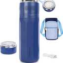 Insulin Cooler Travel Case for 4 Pens,Medication Cooler for Travel with Temp Display&Ice Packs，Diabetic Insulin Case with Portable Cup Sleeves，Supports Mobile Power Cooling，TSA Approved(Blue)