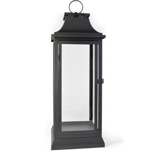 Serene Spaces Living 25" Tall Black Decorative Hurricane Lantern with Clear Glass Panels - Perfect Indoor Lantern and Outdoor Lantern for Porch, Events, Parties, & Table Top Decor - Large Lantern (Large, 25" Tall & 9.75" Diameter)