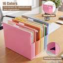 16 Pack Extra Capacity Plastic Hanging File Folders Letter Size Heavy Duty 2 Inch Expansion Reinforced Hang Folder with 1/5-cut Tabs Filing Cabinet Folders for Office Home (Multicolor)