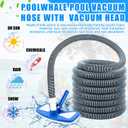 4 Pcs Swimming Pool Vacuum Kits 11.8" Vacuum Head with 1-1/2" x 29.5 ft Hoses, 13.7ft Pole and 17" Skimmer Net Flexible Head with Wheels for Above Ground Inground Hot Tub Cleaning Tool