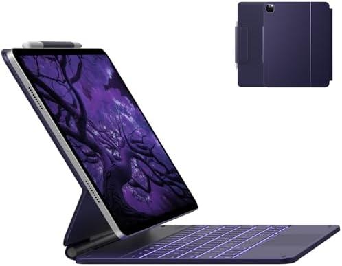 typecase Keyboard Case for iPad Air 13(M3 2025 / M2 2024) and iPad Pro 12.9 (6th, 5th, 4th, 3rd Gen),Magic Keyboard for iPad Pro 12.9,Multi-Touch Trackpad, 11 Colors Backlight,Midnight Amethyst