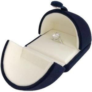 Elegant Blue Velvet Ring Box for Engagement Wedding Birthday Anniversary Valentine's Day Present Gift Luxurious Jewelry Case Storage Display Packaging Shows (Jewelry is not included)