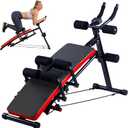 KESHWELL Ab Machine,Ab Workout Equipment For Home,Sit Up Push Up Workout Bench,Fitness Strength Training Equipment,Foldable Abdomen Exercise Machine With Resistance Bands,550lbs Capacity