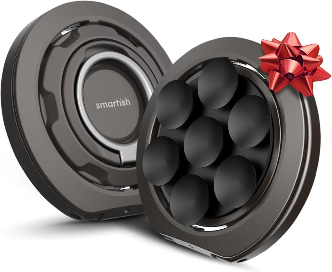 Smartish MagSafe Suction Mount - WallFlower - 3 in 1 Reversible Magnetic Phone Grip Finger Loop, Suction Mount, Kickstand w/Universal MagSafe Adapter Kit for Apple iPhone - Black Tie Affair