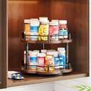 Spice Rack Lazy Susan Organizer for Cabinet, Rotating Spice Organization 2 Tier Adjustable Lazy Susan Turntable Spice Cabinet Organizer for Kitchen Countertop & Pantry, Wood 10 Inch Seasoning Storage