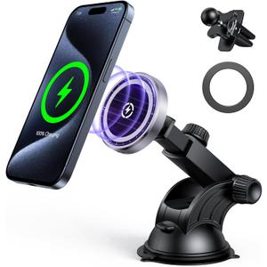 for MagSafe Car Mount Charger, 15W Fast Charging Magnetic Wireless Car Charger Air Vent Dash Windshield Car Phone Holder Mount for iPhone 15/14/13/12 Series and MagSafe/Magnetic Cases