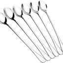 Long Handle Iced Tea Spoons, 6 Pcs 9.5-Inch Stainless Steel Dessert and Coffee Mixing Spoons for Milkshakes, Ice Cream, Cocktails, Cold Drinks (Oval)