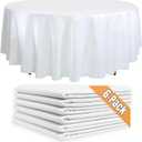 6-Pack White Round Paper Tablecloths - 82in Paper Table Cloths for Parties Disposable - Linen Like Disposable White Tablecloth Round Cover with Plastic Backing
