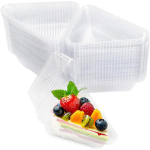 200 Pcs Individual Cake Slice Containers,Clear Pie Slice Containers Plastic Disposable,Cake Slice Boxes For 6-8 Diameter Cake or Pie Slices, Desserts(4.4 Inches),envases para postres con tapas