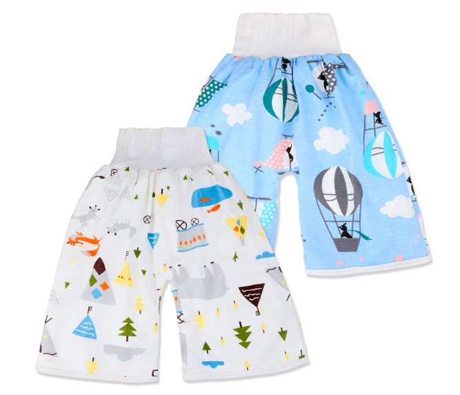 2 Packs Waterproof Diaper Pants Potty Training Cloth Diaper Pants for Baby Boy and Girl Night Time 