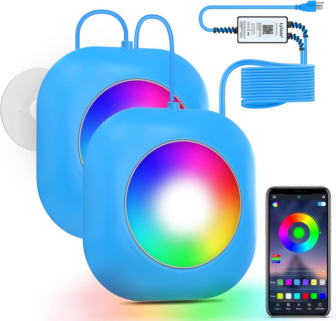 LyLmLe LED Pool Lights for Aboveground Pool 50W 2 in 1 Double Lamp, Magnetic Underwater Lights with Timer & APP Control, IP68 Waterproof for Ingroundpools (Blue)