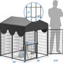 4x4x4.5ft Outdoor Dog Kennel, Metal Heavy Duty Dog Run with Rotating Door & 2 Adjustable Bowls, Dog Kennel Outside with Waterproof Cover, Pet Enclosure Indoor for Small/Medium/Large Dogs